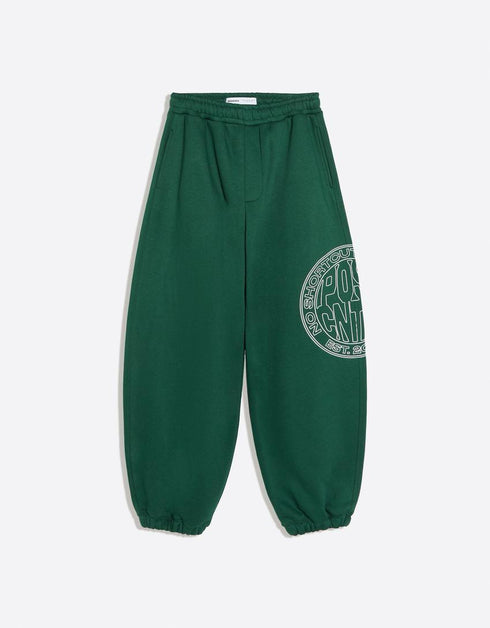 BERSHKA FOREST GREEN OVERSIZED FLEECE JOGGERS