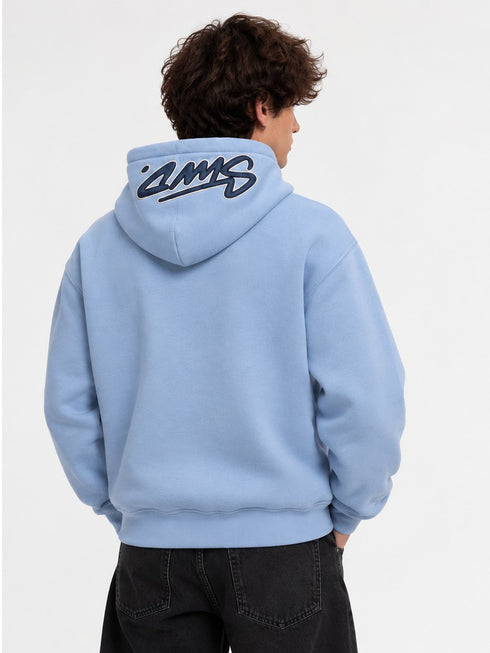 STWD OVERSIZED HOODIE WITH LOGO PATCH DETAIL - SKY BLUE