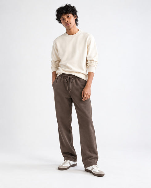 WASHED EFFECT RELAXED FIT TROUSERS