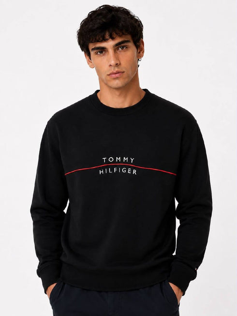 TOMMY HILFIGER MEN’S BLACK SIGNATURE LOGO SWEATSHIRT