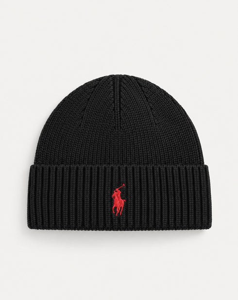 POLO RALPH LAUREN SIGNATURE LOGO COTTON KNIT BEANIE