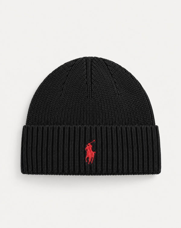 POLO RALPH LAUREN SIGNATURE LOGO COTTON KNIT BEANIE