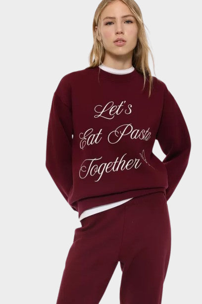 LEFTIE'S LET'S EAT PRINTED SWEATSHIRT - MAROON