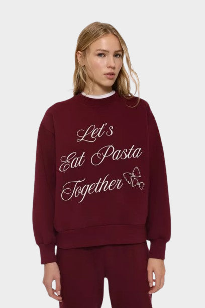 LEFTIE'S LET'S EAT PRINTED SWEATSHIRT - MAROON