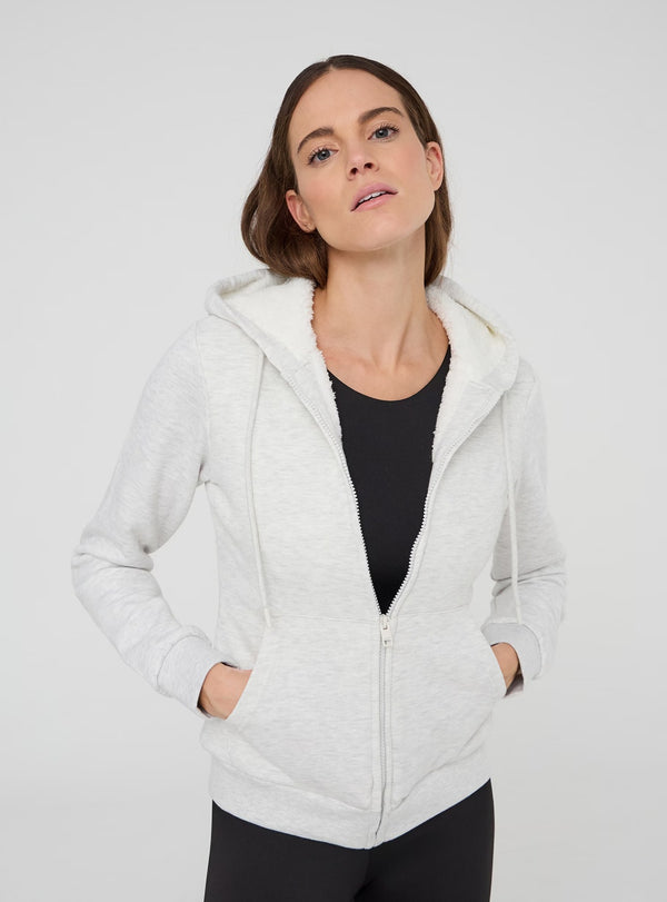 TERRANOVA WOMEN ZIPPER HOODIE - IVORY MELANGE