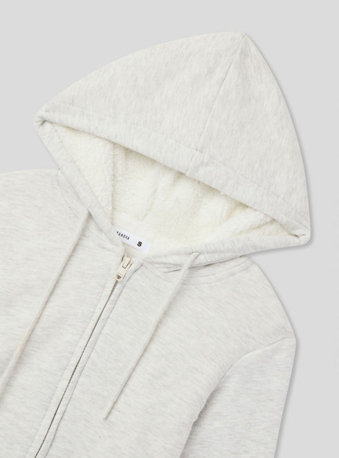 TERRANOVA WOMEN ZIPPER HOODIE - IVORY MELANGE