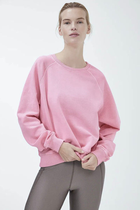 PULL&BEAR FRENCH TERRY OVERSIZED SWEATSHIRT - PINK