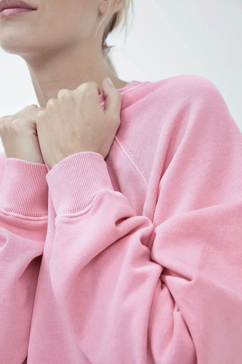 PULL&BEAR FRENCH TERRY OVERSIZED SWEATSHIRT - PINK