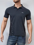 BOSS LOGO-RUBBERISED PIEQUÉ POLO SHIRT - NAVY