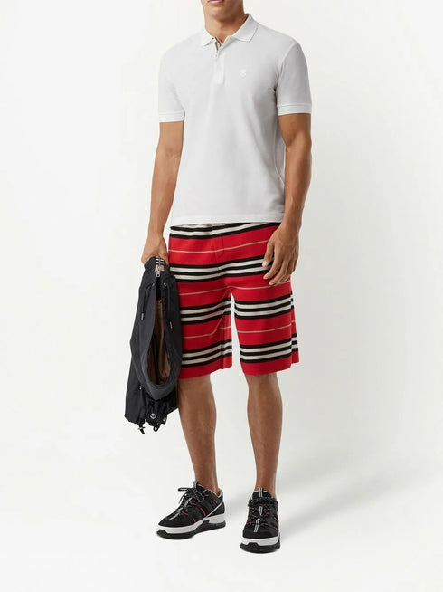 BURBERRY - COTTON PIEQUÉ POLO SHIRT WITH MONOGRAM MOTIF - WHITE