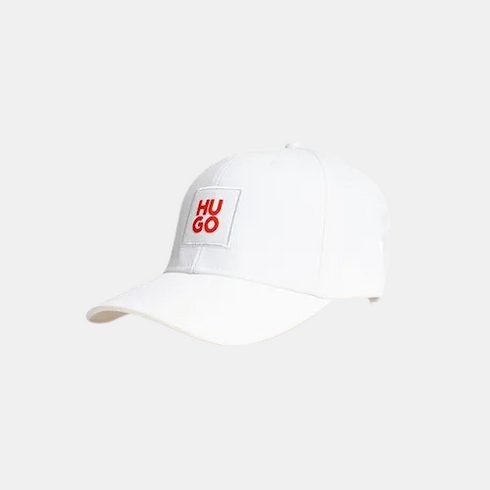 HUGO COTTON TWILL CAP WITH LOGO PATCH - WHITE