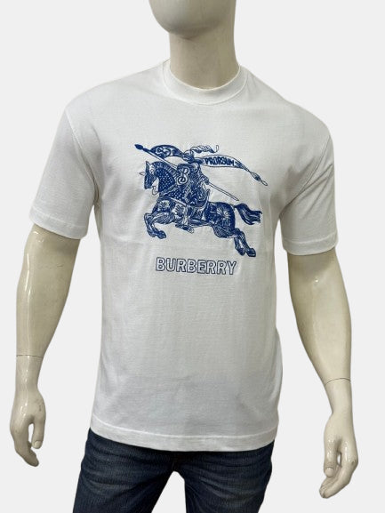 BURBERRY EMBROIDERED OVERSIZED T-SHIRT - WHITE