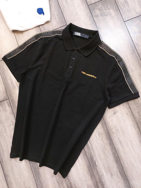 KARL KAGERFELD SHOULDER STRIPED POLO T-SHIRT
