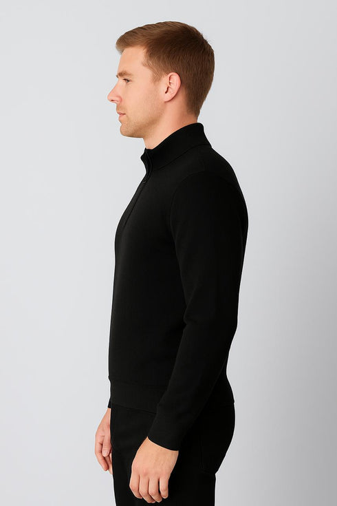 BLUE SEVEN HALF ZIP TEXTURE POLO FULL SLEVEES