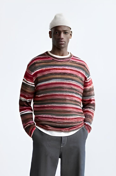 ZARA STRIPED JACQUARD SWEATER