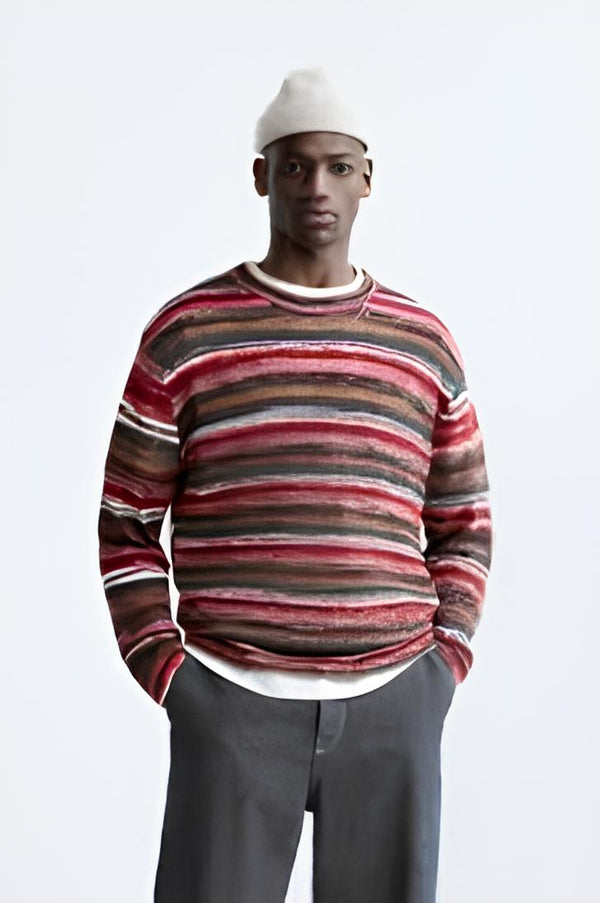 ZARA STRIPED JACQUARD SWEATER
