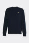 LACOSTE EMBROIDERED CREW NECK WOOL JUMPER - NAVY BLUE