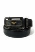 GIORGIO ARMANI BLACK TEXTURED LEATHER BELT