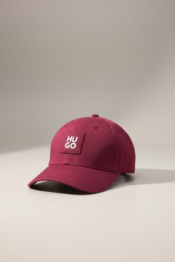HUGO COTTON TWILL CAP WITH LOGO PATCH - MAROON