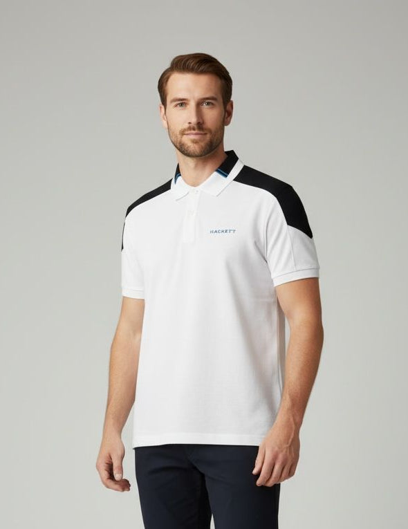 HACKETT SPORTS COLOR BLOCK PIEQUE POLO SHIRT