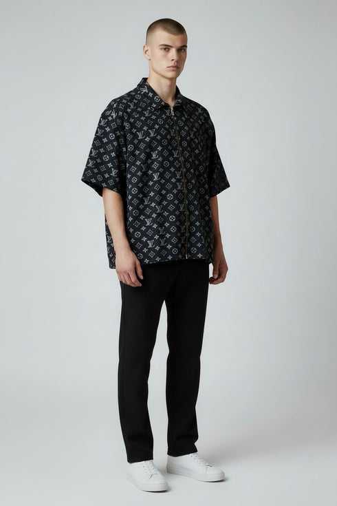 LOUIS VUITTON MONOGRAM ALL-OVER ZIP-UP OVERSIZED SHIRT
