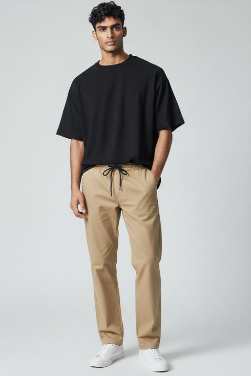 PULL&BEAR RELAXED FIT DRAWSTRING CHINO PANTS