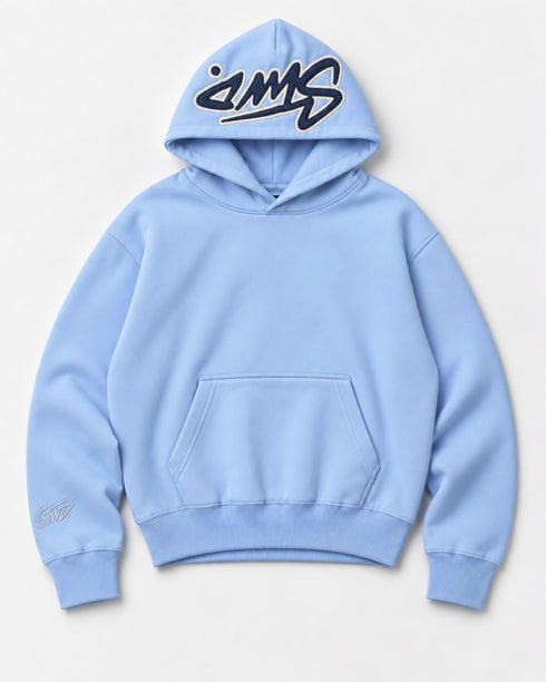 STWD OVERSIZED HOODIE WITH LOGO PATCH DETAIL - SKY BLUE