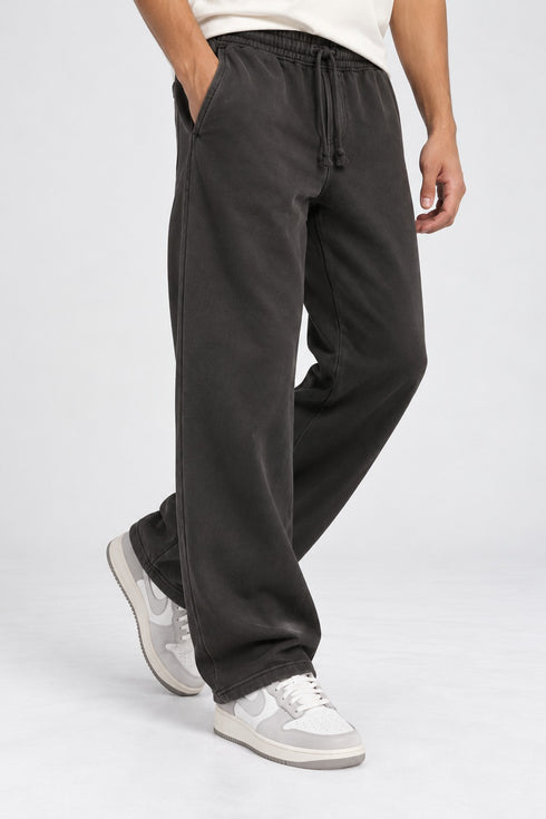 WASHED EFFECT RELAXED FIT TROUSERS