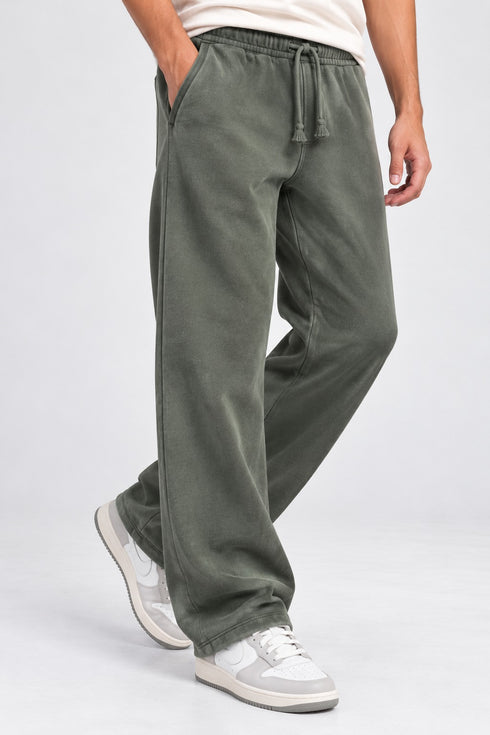 WASHED EFFECT RELAXED FIT TROUSERS