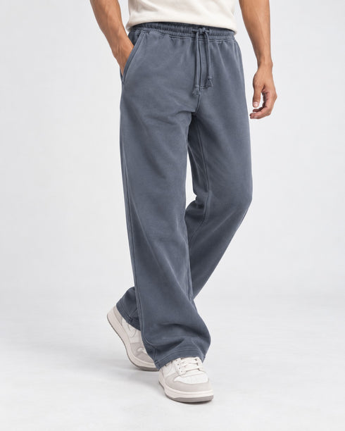 WASHED EFFECT RELAXED FIT TROUSERS