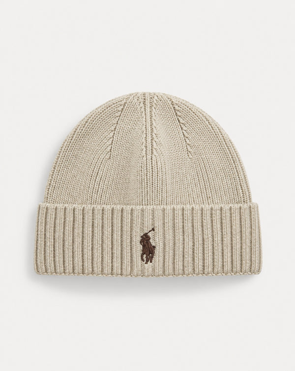 POLO RALPH LAUREN SIGNATURE LOGO COTTON KNIT BEANIE