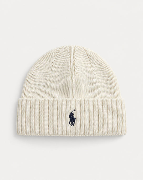 POLO RALPH LAUREN SIGNATURE LOGO COTTON KNIT BEANIE