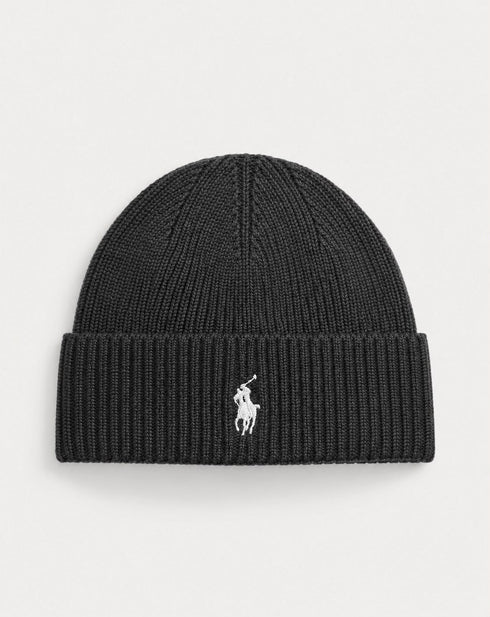 POLO RALPH LAUREN SIGNATURE LOGO COTTON KNIT BEANIE