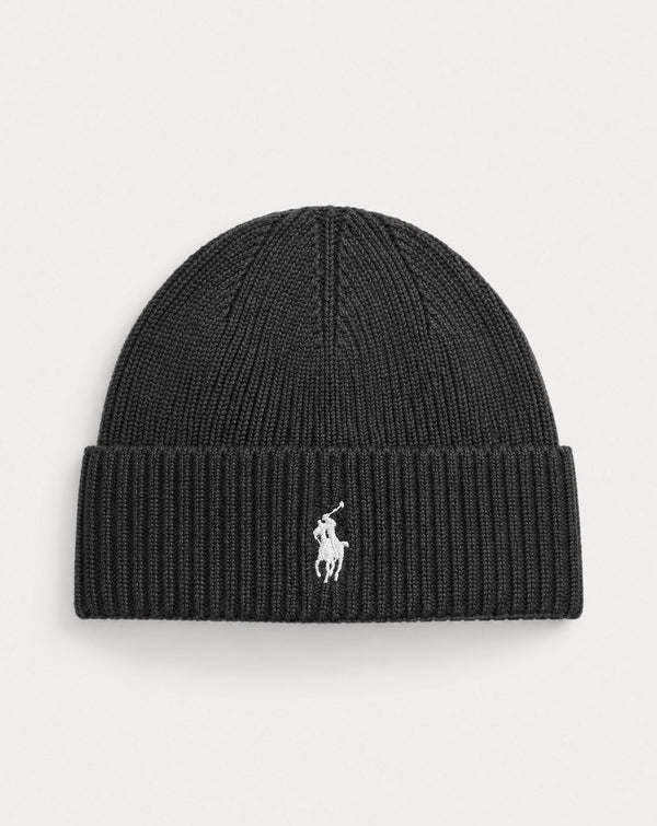 POLO RALPH LAUREN SIGNATURE LOGO COTTON KNIT BEANIE