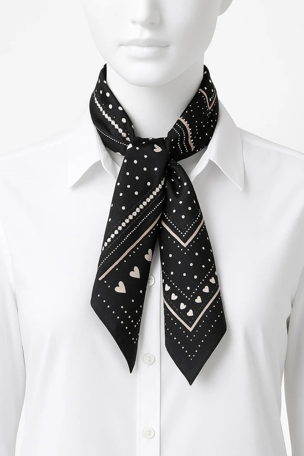 BLACK HEART SILK LIKE FEEL SCARF