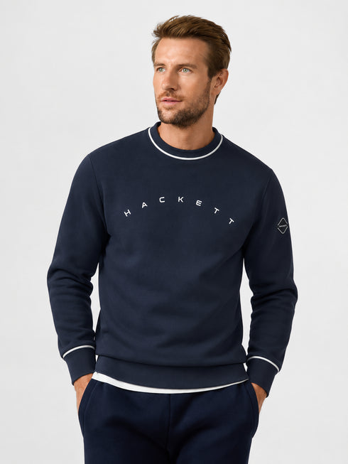 HACKETT SIGNATURE CURVE LOGO SWEATSHIRT - NAVY