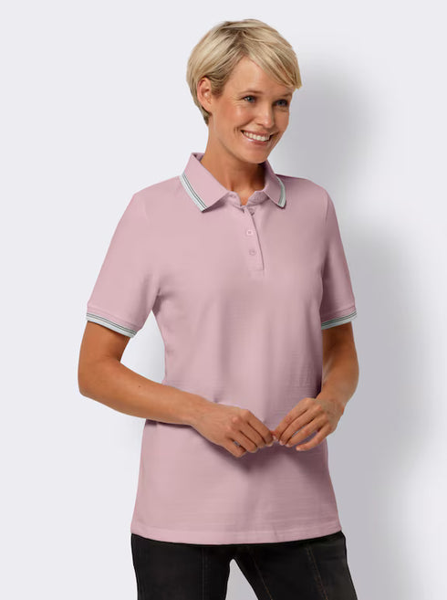 WOMENS POLO SHIRT WITH CONSTRASTING STRIPES