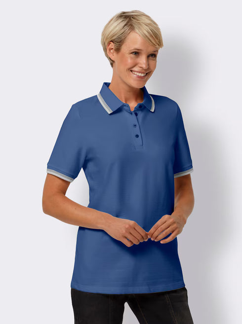 WOMENS POLO SHIRT WITH CONSTRASTING STRIPES