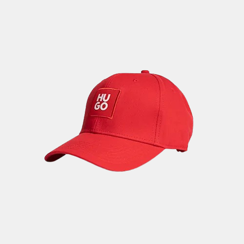 HUGO COTTON TWILL CAP WITH LOGO PATCH - RED