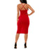 CRYSTAL DOLL RED RUFFLE MIDI DRESS