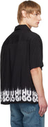 HUGO OVERSIZED SHIRT WITH SMOKE LOGO-PRINT HEM - BLACK