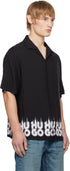 HUGO OVERSIZED SHIRT WITH SMOKE LOGO-PRINT HEM - BLACK