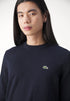 LACOSTE EMBROIDERED CREW NECK WOOL JUMPER - NAVY BLUE
