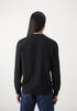 LACOSTE EMBROIDERED CREW NECK WOOL JUMPER - BLACK