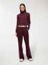 TERRANOVA STRIPE WIDE LEG FLEECE TROUSERS - PLUM
