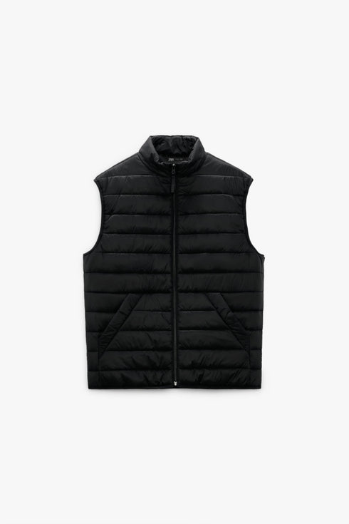 ZARA SLEEVELESS LIGHTWEIGHT PADDED GILET – BLACK