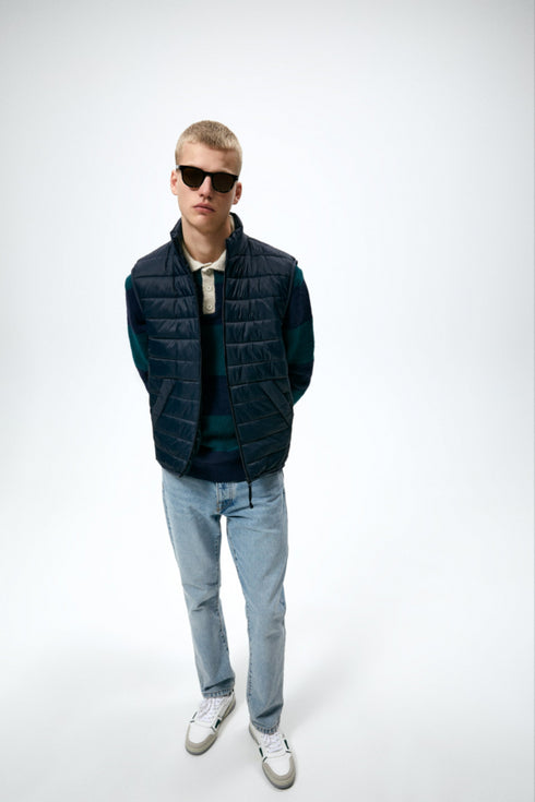 ZARA SLEEVELESS LIGHTWEIGHT PADDED GILET – NAVY