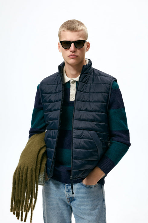 ZARA SLEEVELESS LIGHTWEIGHT PADDED GILET – NAVY