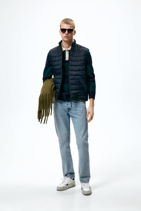 ZARA SLEEVELESS LIGHTWEIGHT PADDED GILET – NAVY