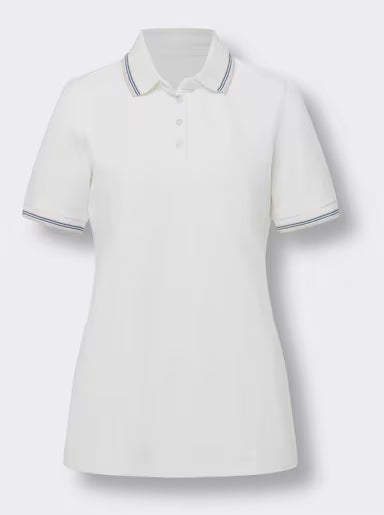 WOMENS POLO SHIRT WITH CONSTRASTING STRIPES